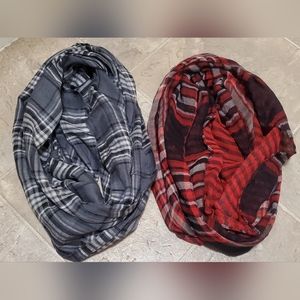 2 J Jill infinity scarves plaid